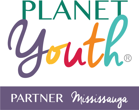 Logotipo de Planet Youth con el eslogan: Colaborador: Mississauga